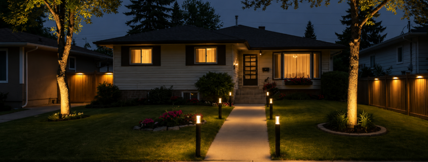 backyard landscape lighting layout